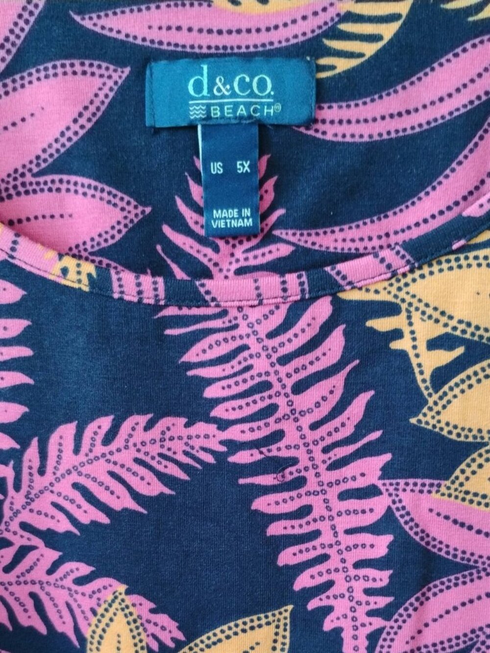 Denim & Co. Beach Navy Tropical Print Jersey Knit Tank Top- Scoop Neck- 5X-NWT - Picture 3 of 5
